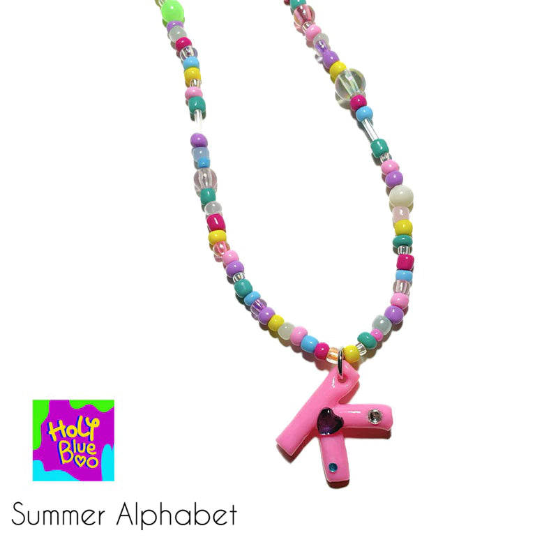 Necklace สร้อยคอดินปั้น พร้อมจี้ตัวอักษร A-Z - Summer Alphabet