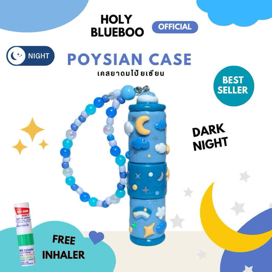Dark Night Inhaler Stick Case: Polymer Clay Beads Strap