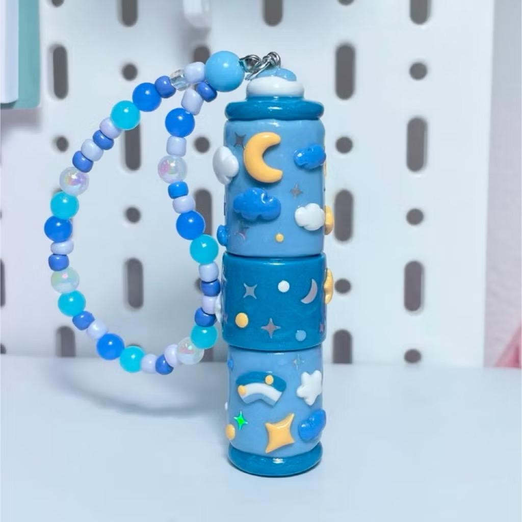 Dark Night Inhaler Stick Case: Polymer Clay Beads Strap